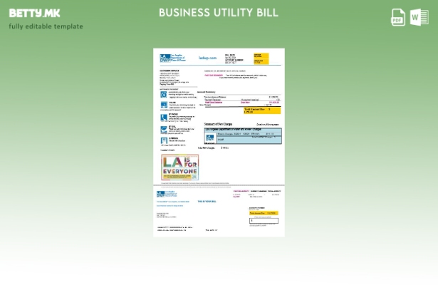 Шаблон за сметки за деловни комунални услуги USA LA DWP во Word и PDF формати
